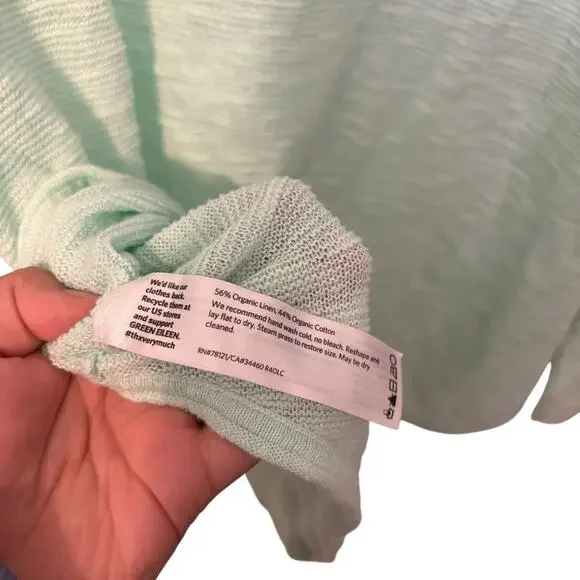 Eileen Fisher Mint Green V Neck Linen Knit Top Size Petite Large PL - Picture 4 of 5